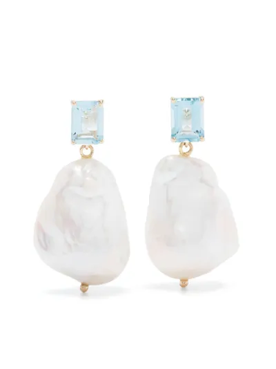 Mateo 14k Yellow Gold Pearl And Topaz Drop Earrings