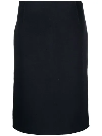 Totême Side-slit Wool Straight Skirt In Blue