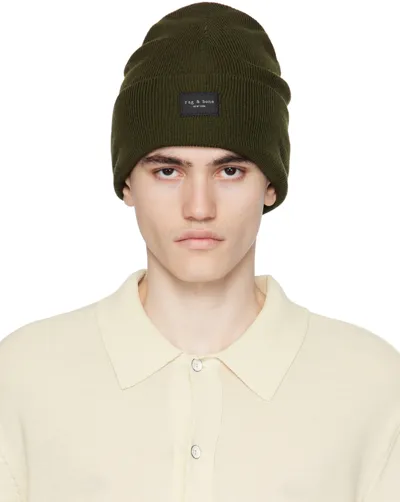 Rag & Bone Khaki Addison Beanie In Olive