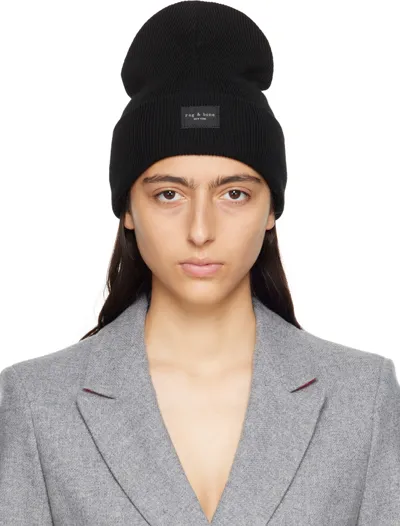 Rag & Bone Black Addison Beanie In Blk