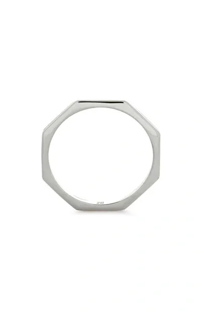 Monica Vinader Octagon Stacking Ring In Silver