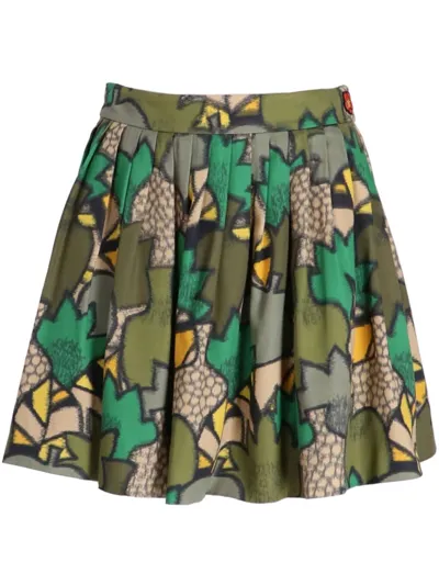 Kenzo Printed Mini Skirt In Dark Khaki