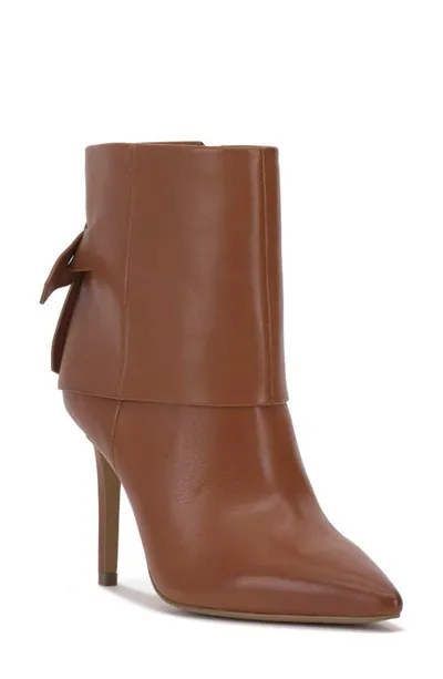 Vince Camuto Kresinta Foldover Cuff Pointed Toe Bootie In Warm Caramel