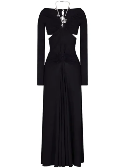 Rabanne Chain-detail Draped Long Dress In Nero