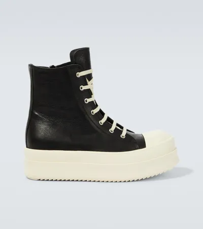 Rick Owens Black High Sneakers In Nero