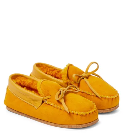 Pèpè Kids' Dario Suede Moccasins In Orange