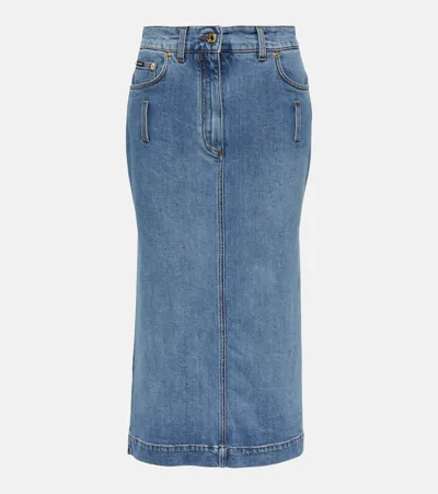 Dolce & Gabbana High-rise Denim Midi Skirt In Blue