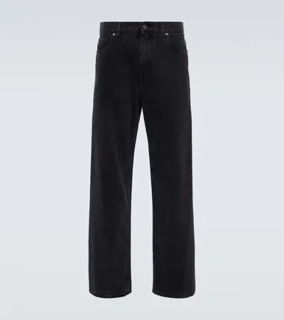 Dolce & Gabbana Logo Wide-leg Jeans In Black