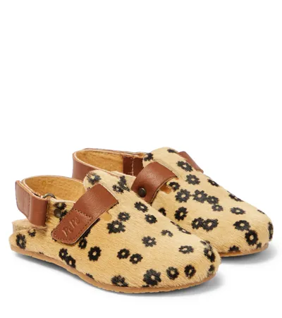 Pèpè Kids' Lucio Slingback Calf Hair Clogs In Beige