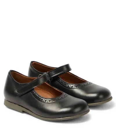 Pèpè Kids' Leather Ballet Flats In Black