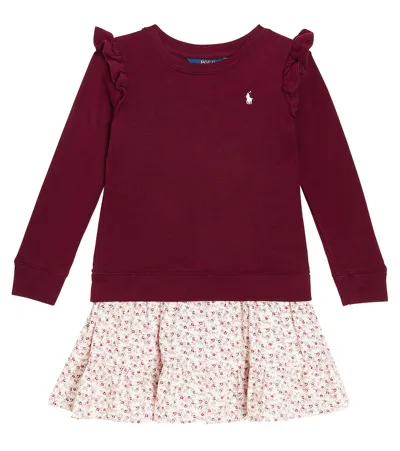 Polo Ralph Lauren Kids' Floral Cotton-blend Fleece Dress In Harvard Wine