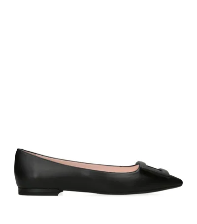 Roger Vivier Leather Gommettine Ballet Flats In Black