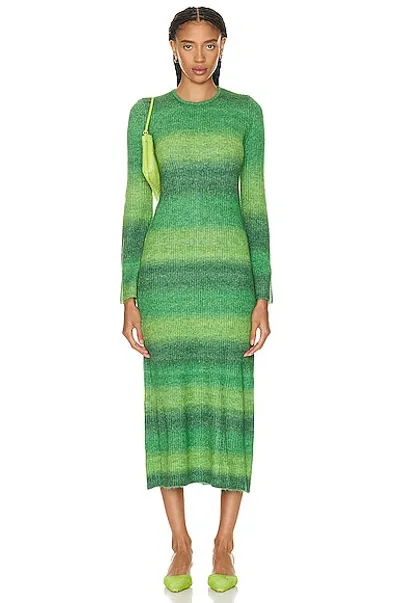 Simon Miller Axon Stripe Long-sleeve Midi Sweater Dress In Gummy Green Multi