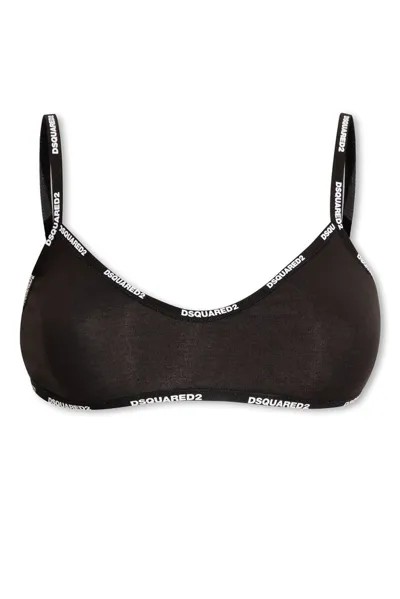 Dsquared2 Logo Printed Bra In Black