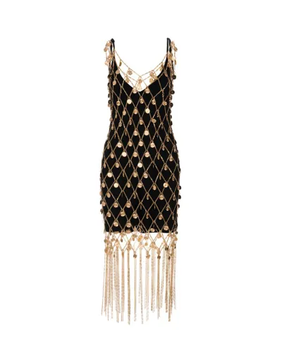 Rabanne Embellished Brass Chain Maxi Dress In Gold