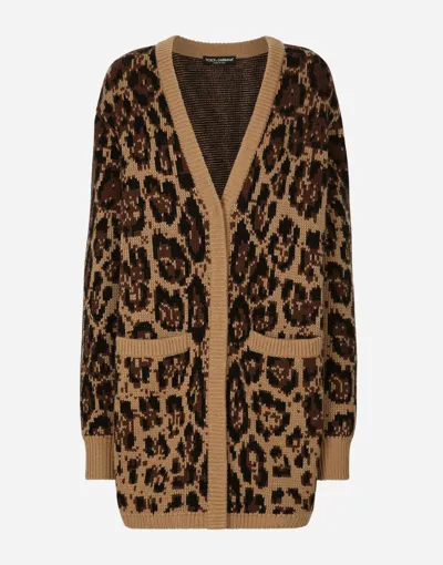 Dolce & Gabbana Leopard-print V-neck Cardigan In Multicolor