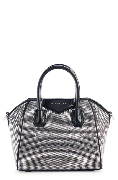 Givenchy Toy Antigona Crystal Embellished Satin Satchel In Black