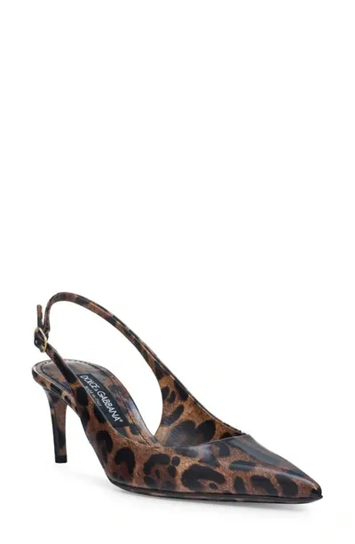 Dolce & Gabbana Lollo Leopard Print Pointed Toe Slingback Pump In Print Leo Ha93m