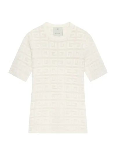 Givenchy 4g Short-sleeved Jacquard Sweater In Off White