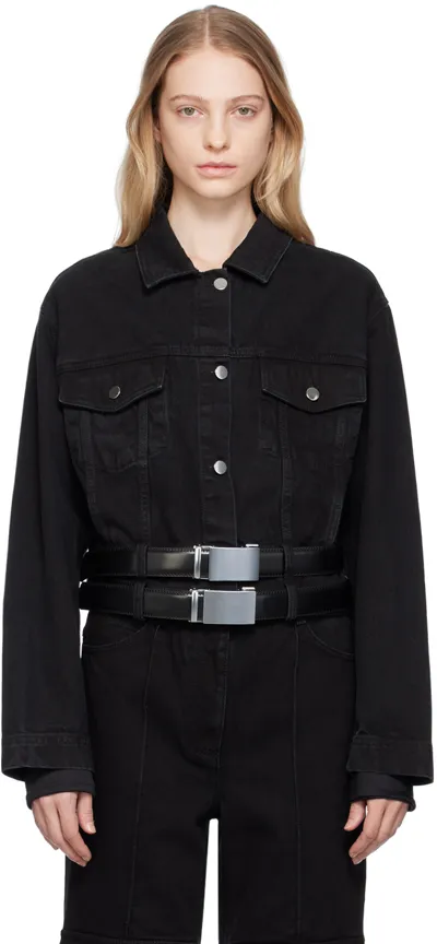 Lado Bokuchava Black Buckle Denim Jacket In Charcoal