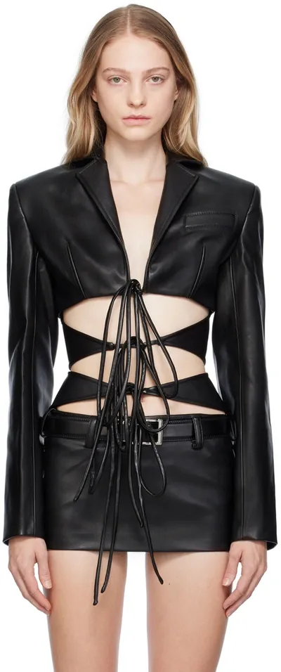 Lado Bokuchava Black Shibari Faux-leather Blazer