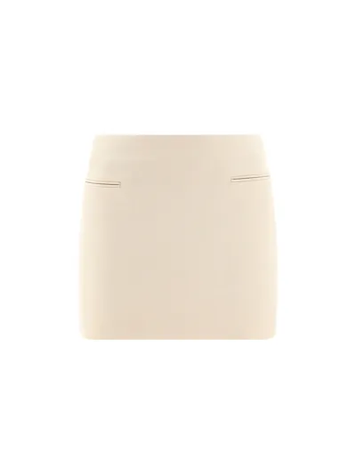 Ferragamo Straight Mini Skirt In Stone