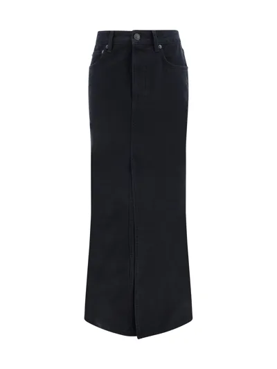 Balenciaga Denim Maxi Skirt In Black