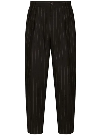 Dolce & Gabbana Wool Pinstripe Skinny Trousers In Striped