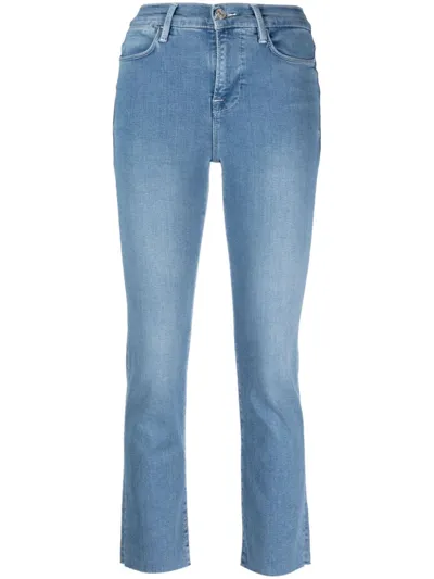 Frame Raw-cut Cropped Jeans In Blue