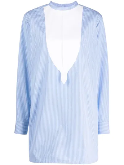 Jil Sander Striped Cotton Shirt In Blue