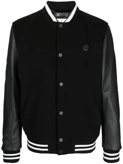 Philipp Plein Studded-skull Bomber Jacket In Black