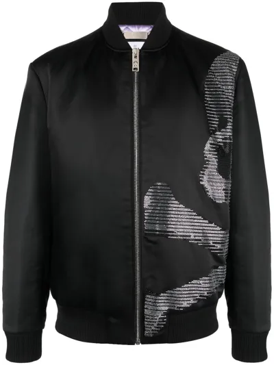 Philipp Plein Skull&bones Satin-finish Bomber Jacket In Black