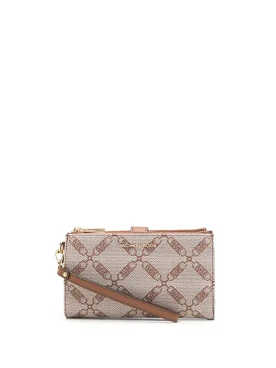 Michael Michael Kors Jet Set Logo-jacquard Wallet In Neutrals