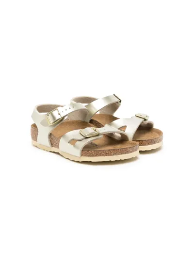 Birkenstock Kids' Rio Birko Flor Sandal In Green