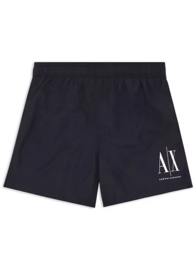 Armani Exchange Badeshorts Mit Logo-print In Navy Blue