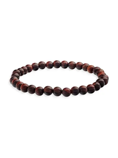 Jan Leslie Men's Red Tigers Eye Beaded Stretch Bracelet