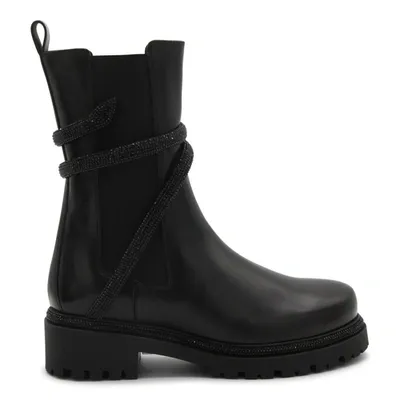 René Caovilla Black Leather Cleo Boots