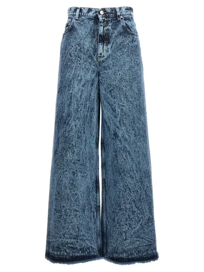 Marni Marble Dyed Cotton Denim Flared Jeans In Green