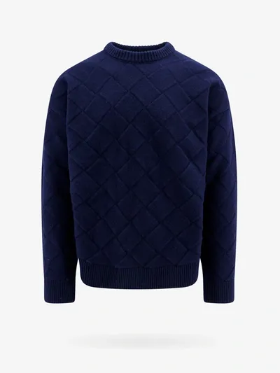 Bottega Veneta 3d Intreccio Crewneck Wool Sweater In Blue