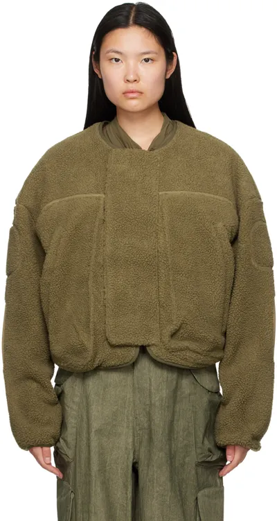 Entire Studios Khaki Fluffy Jacket In Laurel