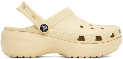 Crocs Off-white Classic Platform Clogs In Bone