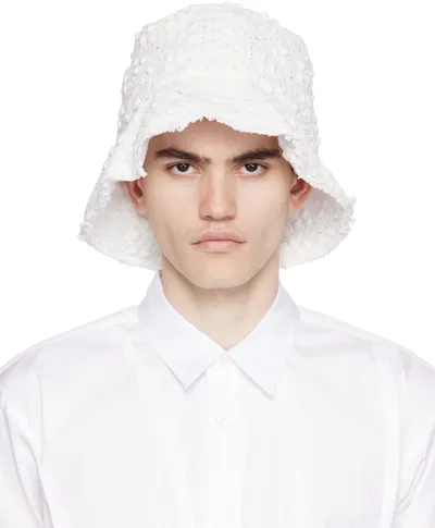 Comme Des Garçons Shirt Crochet Bucket Hat In White