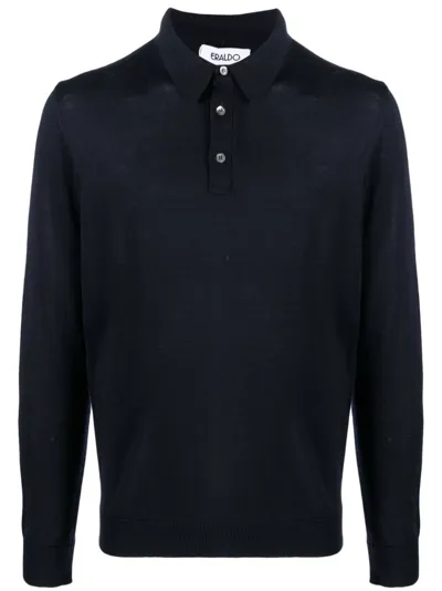 Eraldo Long-sleeve Wool Polo Shirt In Blue