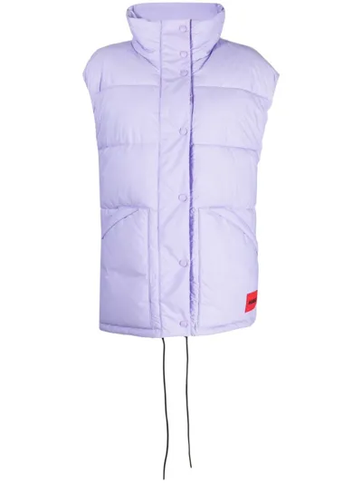 Hugo Funnel-neck Panelled Gilet In Purple