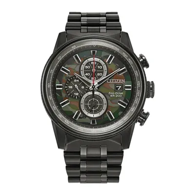 Citizen Eco-drive Camo Nighthawk Chronograph Stainless Steel Watch, 43mm In Black / Green