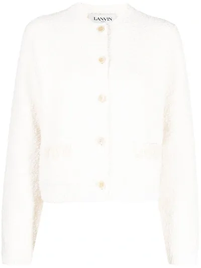 Lanvin Rd Nk Ls Embroidered Cardi Clothing In Nude &amp; Neutrals