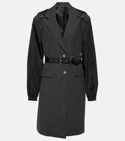 Prada Virgin Wool Coat In Gray