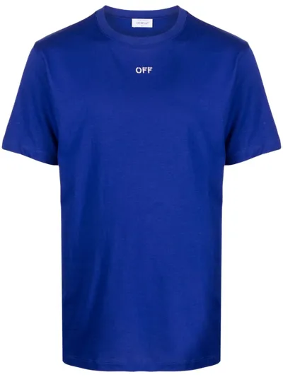 Off-white Logo-print Cotton-jersey T-shirt In Blue