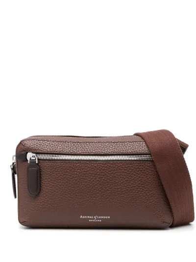 Aspinal Of London Reporter Compact Leather Crossbody Bag In Brown