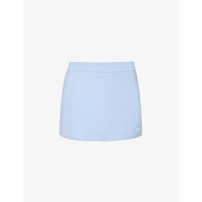 Sporty And Rich Serif Logo High Waist Court Skirt In Washed Hydrangea